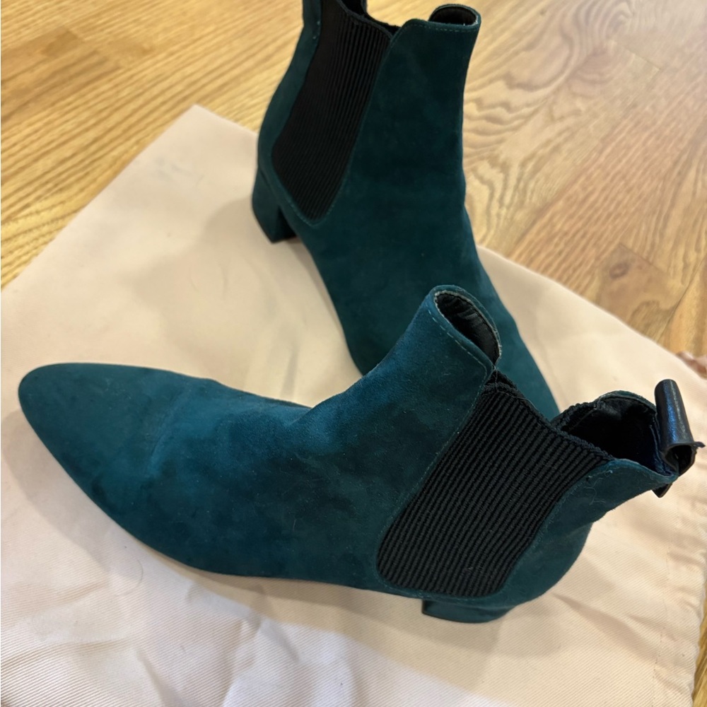Zara Teal Ankle Boots with Black Elastic